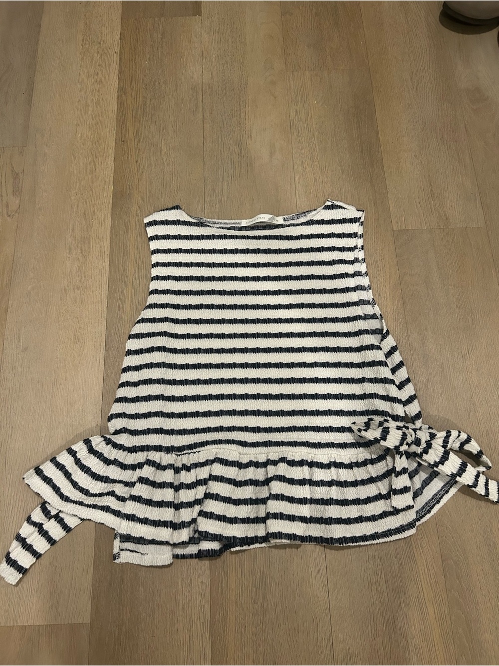 Altard State Striped Black & White Peplum Tie-Side Tank Top